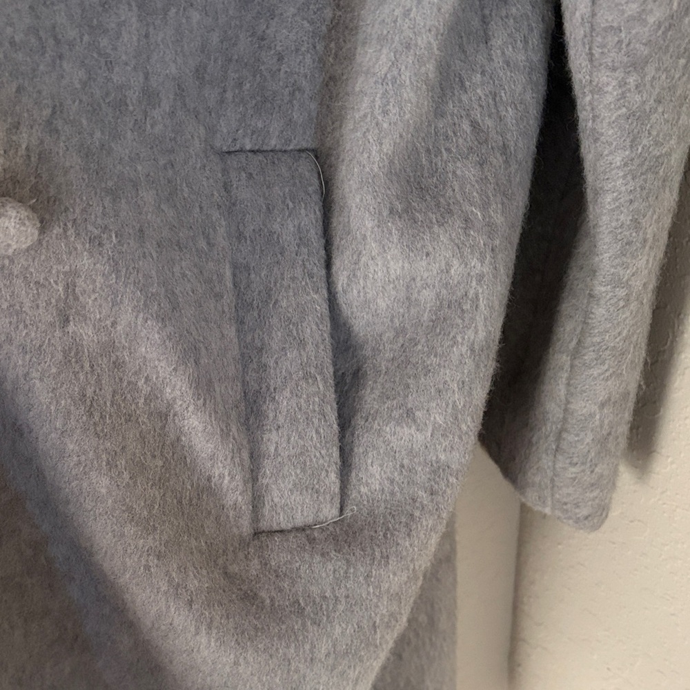 Sezane Pale Gray Double-Breasted Wool Pea Coat - Picture 6 of 10